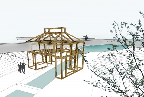 Observatorium - Newton's Cottage in Queen Elizabeth Olympic Park - LONDON (english) - newton met bloem